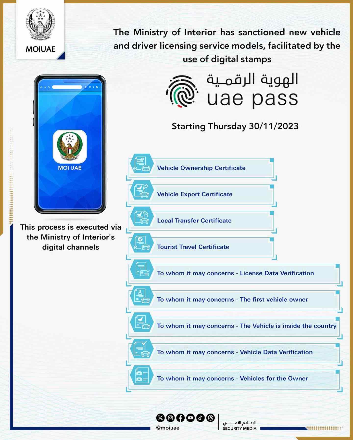 MOI activates digital stamp for vehicle and driver licensing services