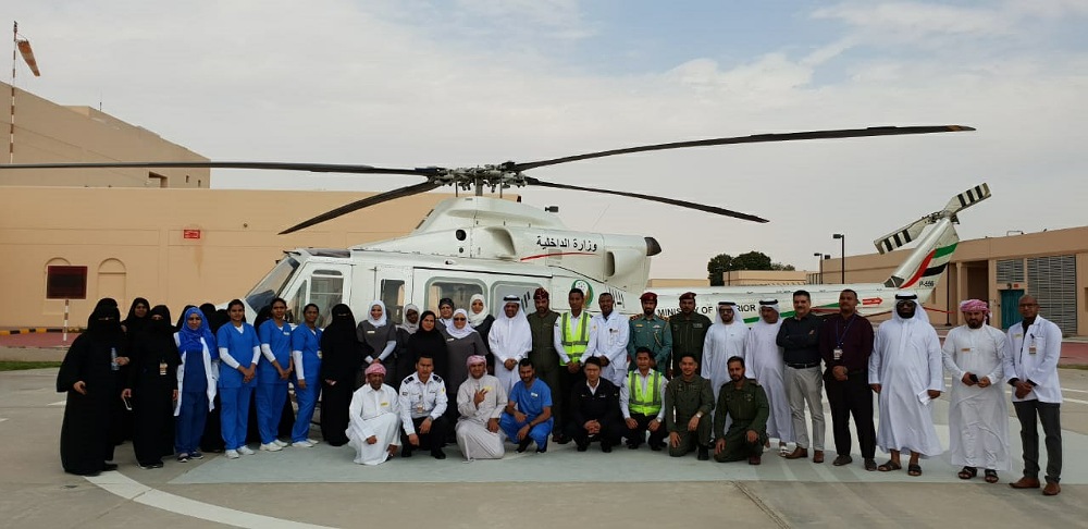 MoI Air Wing Organizes a Workshop on How to Deal with Helicopters at Al Qassimi Hospital in Sharjah
