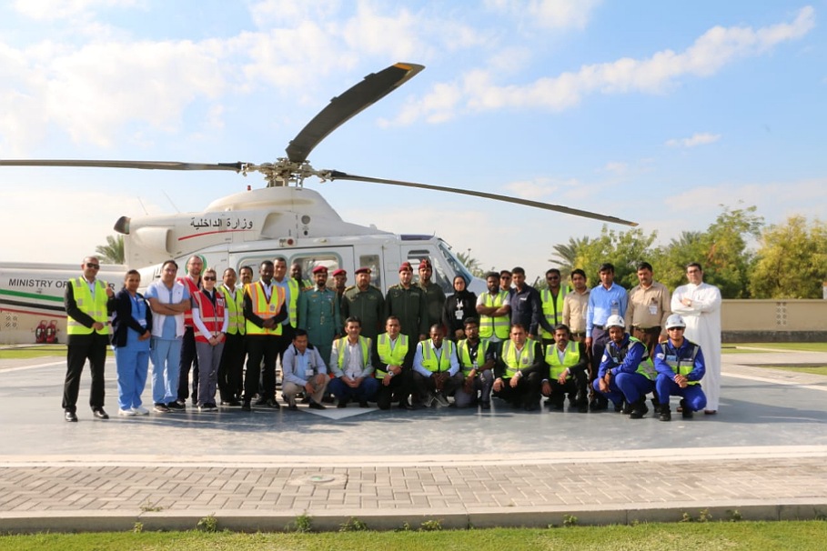 MoI Air Wing Organizes a Workshop on How to Deal with Helicopters at Al Qassimi Hospital in Sharjah