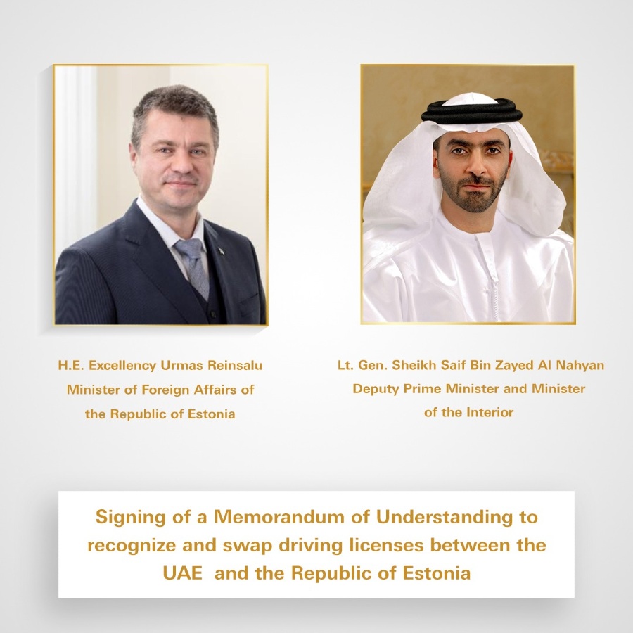 UAE, Estonia sign MOU to recognize and swap driving licenses