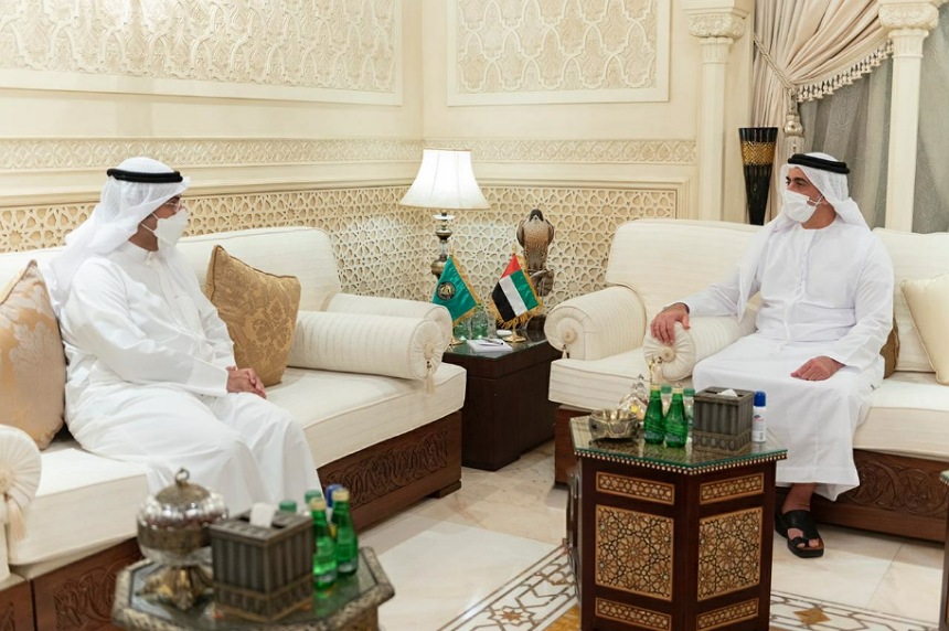Saif Bin Zayed receives Naif Al Hajraf GCC Secretary General 