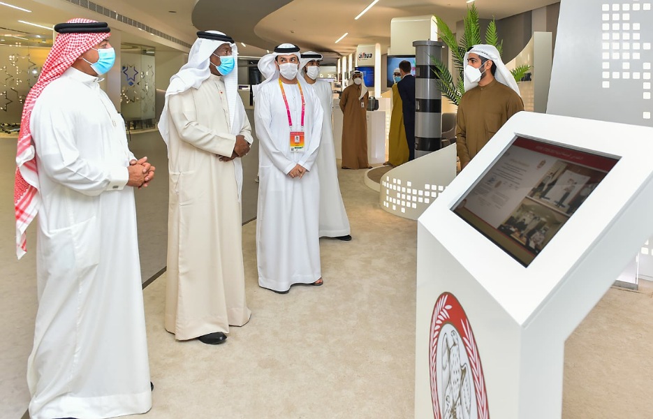 A Bahrain civil defense delegation visits the Fazaa pavilion 2020 Dubai 