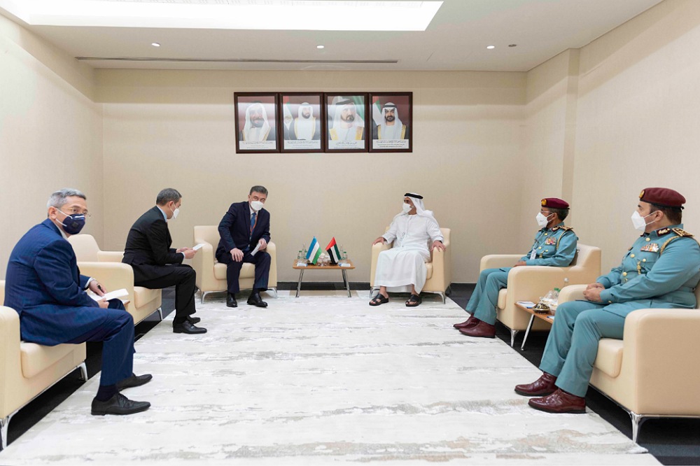 Saif Bin Zayed meets the Minister of Internal Affairs of Uzbekistan